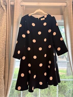 Kate Spade Black Polka Dot A-Line Dress with White Dots